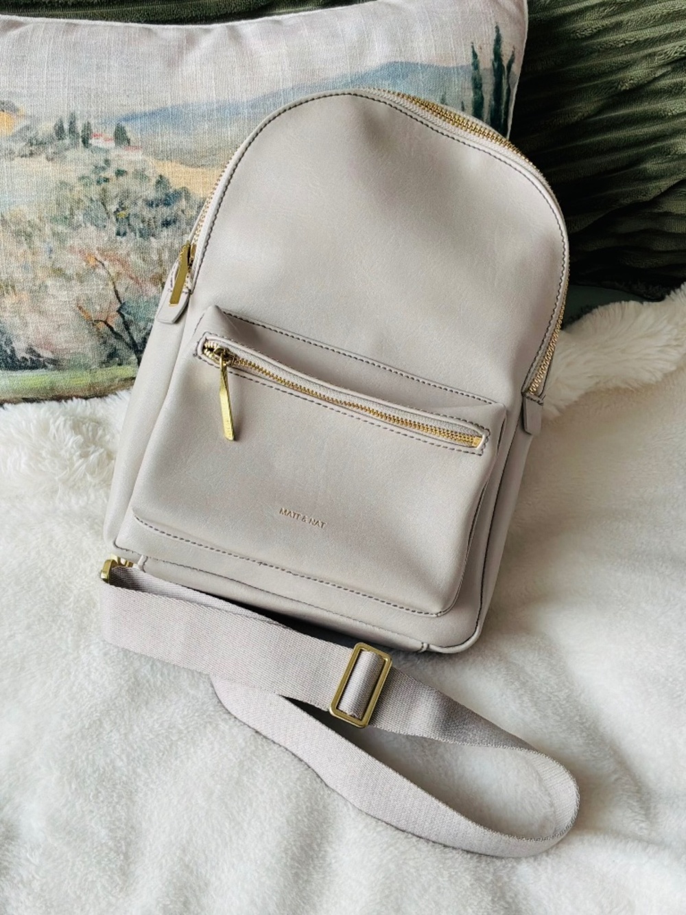 Matt & Nat Voas Vegan Leather Sling Bag/Backpack - Grey/Taupe
